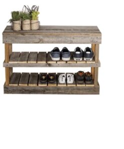 Modern vibe Rustic Wood 2 -Tier Shoe Rack Bench with Storage