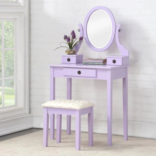 Buy Moniya Wooden Bedroom Vanity and Stool Set online shopping cheap