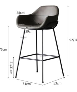 New Nordic Wrought Iron Bar Chair for Kitchen Furniture Luxury Home Cafe Counter Bar Stool Simple Leisure High Stool D