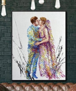 Newlyweds Abstract Artwork Large Wedding Couple Painting Newlyweds Oil Painting Original Wedding Painting Oil Artwork |  WEDDING KISS