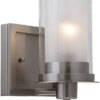 Buy Nickel 3 Light Sconce/Bathroom Fixture with Clear and Frosted Glass 73472 online shopping cheap