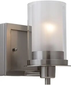Nickel 3 Light Sconce/Bathroom Fixture with Clear and Frosted Glass 73472