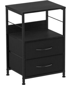 Nightstand Bedroom Bedside Table with Fabric Drawers End Table with Storage Open Shelf Side Table