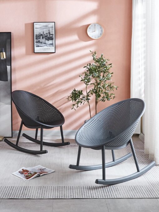 Buy Nordic Plastic Rocking Chair Balcony Leisure Home Recliner Living Room Adult Minimalist Couch Hollow Rocking Chair online shopping cheap