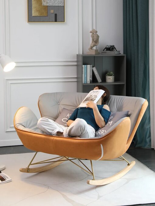 Buy Nordic Rocking Chair Recliner Adult Double Rocking Chair Light Luxury Living Room Home Lazy Sofa Balcony Leisure Chair online shopping cheap