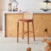 Buy Nordic Vine Weaving Bar Chair Backrest Modern Simple High Chair Bar Restaurant Medieval Solid Wood Soft Cushion Bar Chair online shopping cheap