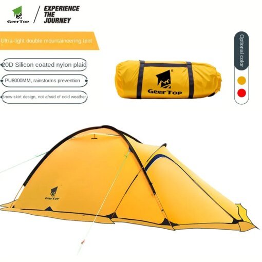 Buy Nylon Double Four Seasons Hiking Tent Outdoor Rainproof Aluminum Pole Portable Double Outdoor Camping Tent Supplies online shopping cheap