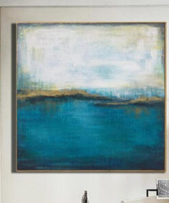 Ocean Painting Sunset Painting Modern Art Gold Leaf Painting Blue Abstract Painting | THE SILENCE OF NATURE