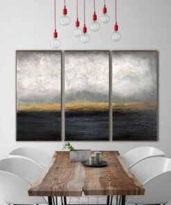 Ocean Paintings On Canvas Seascape Paintings Extra Large Wall Artwork Abstract Sunset Paintings Modern Wall Art for Hotel Interior | DARK WATERSCAPE