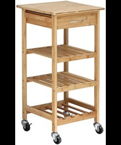 Oceanstar Design Group Bamboo Kitchen Trolley, Natural rolling storage cart