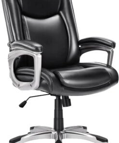 Office Executive High Back Ergonomic Desk Height Managerial Rolling Swivel Chair with Adjustable Lumbar Support, Faux Leather, B