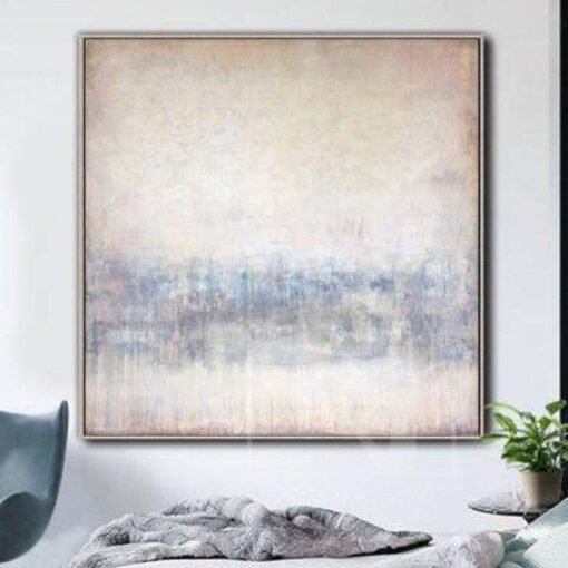 Buy Oil Abstract Painting On Canvas Beige and Light Blue Art | ENLIGHTENMENT online shopping cheap