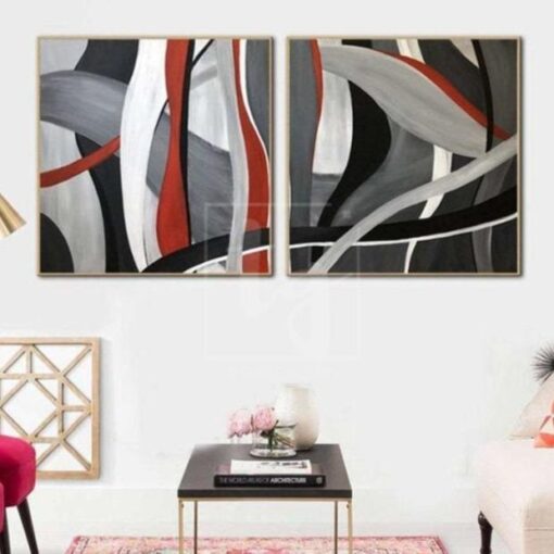 Buy Oil Paint Canvas Set Set Of 2 Abstract Painting Art Calming Painting | SONG OF THE SEA online shopping cheap