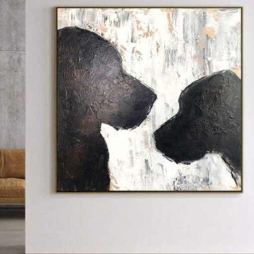 Buy Oil canvas Painting Abstract Dog Silhouette Paintings on Canvas Black and white Painting Fine Art Office Decor Animal Painting Dog Wall Art | LOVE DOG online shopping cheap