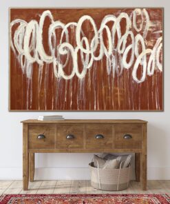Orange Abstract Paintings On Canvas Original Expressionist Art Large Brown Wall Art 40×60" Textured Painting Anniversary Gift | COPPER TRAJECTORIES
