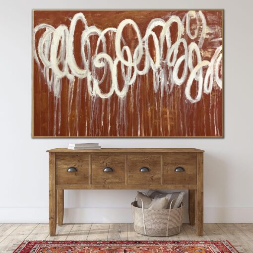 Buy Orange Abstract Paintings On Canvas Original Expressionist Art Large Brown Wall Art 40x60" Textured Painting Anniversary Gift | COPPER TRAJECTORIES online shopping cheap