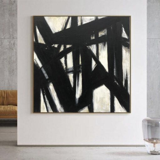 Buy Original Abstract Black And White Art Franz Kline style Paintings On Canvas Heavy Textured Wall Art Modern Fine Art | NEW BEGINNING online shopping cheap