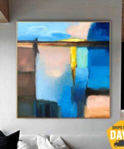 Original Abstract Blue Painting On Canvas Contemporary Art Oil Painting Modern Fine Art Textured Painting | NEW MORNING 40"x40"