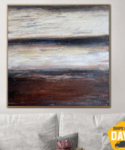 Original Abstract Brown Paintings on Canvas Grey Art Brown Textured Art Oil Painting Hand Painted Art for Indie Room Decor | ATMOSPHERIC 40.2"x40.2"