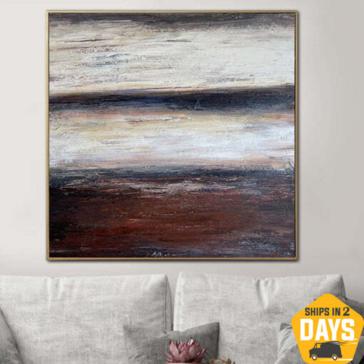 Buy Original Abstract Brown Paintings on Canvas Grey Art Brown Textured Art Oil Painting Hand Painted Art for Indie Room Decor | ATMOSPHERIC 40.2"x40.2" online shopping cheap