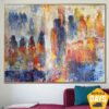 Buy Original Abstract Colorful Figurative Paintings On Canvas Expressionist People Art Textured Oil Painting | CROWD 46"x60" online shopping cheap