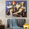 Buy Original Abstract Colorful Figurative Paintings On Canvas In Purple And Beige Colors Textured Art | NIGHT SPIRITS 47.2"x59" online shopping cheap