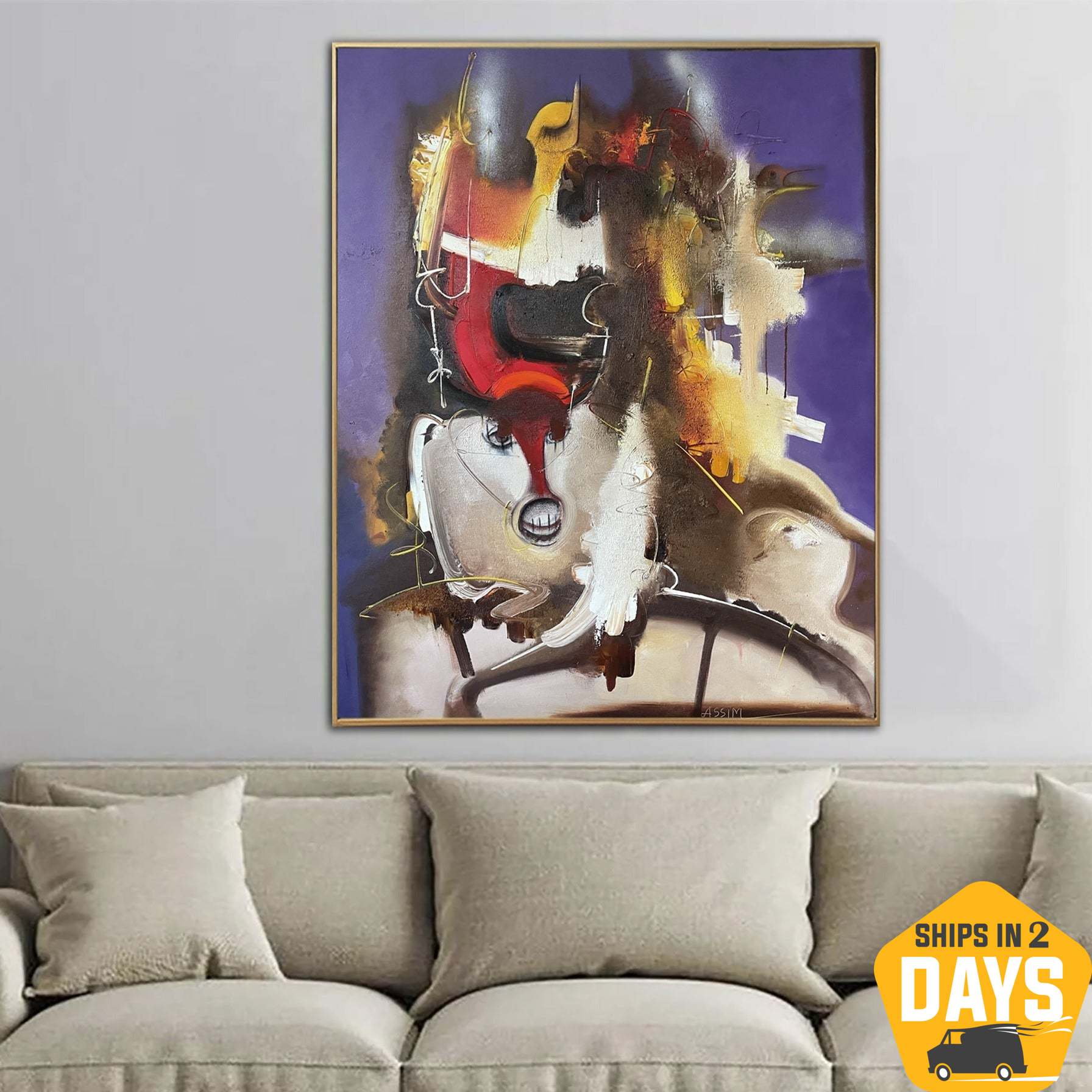 Buy Original Abstract Colorful Paintings On Canvas Modern Expressionist Art Textured Wall Decor | MUSE 59"x47.2" online shopping cheap