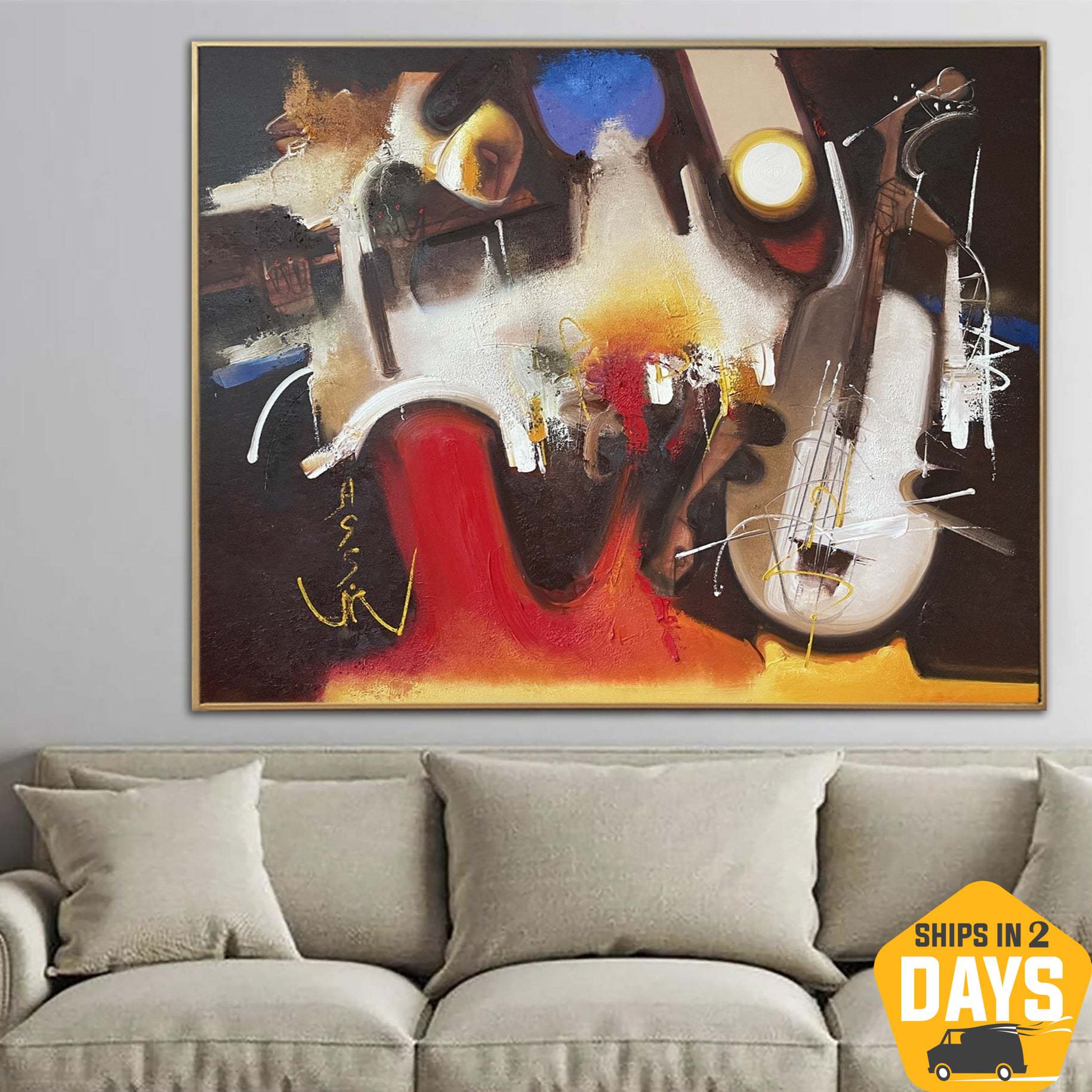 Buy Original Abstract Colorful Paintings On Canvas Modern Music Art Textured Expressionist Art Painting Wall Decor | SYMPHONY 47.2"x59" online shopping cheap