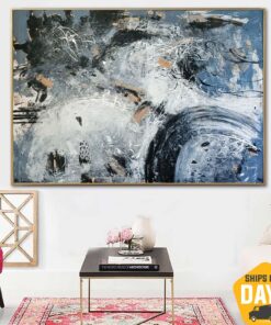 Original Abstract Colorful Paintings On Canvas Textured Blue Painting Hand Painted Art Acrylic Oil Painting | DIMENSION 31.5"x43.3"