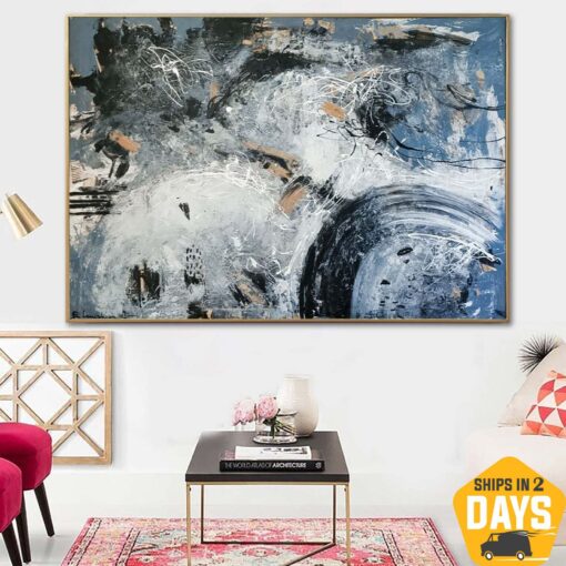 Buy Original Abstract Colorful Paintings On Canvas Textured Blue Painting Hand Painted Art Acrylic Oil Painting | DIMENSION 31.5"x43.3" online shopping cheap