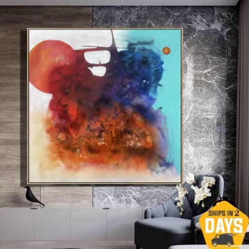 Buy Original Abstract Colorful Paintings On Canvas Textured Hand Painted Art Modern Oil Painting | ABSTRACT MOUSE 50"x50" online shopping cheap