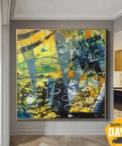 Original Abstract Colorful Paintings On Canvas Textured Hand Painted Art Ukraine Artist | BIZARRE WORLD 32"x32"