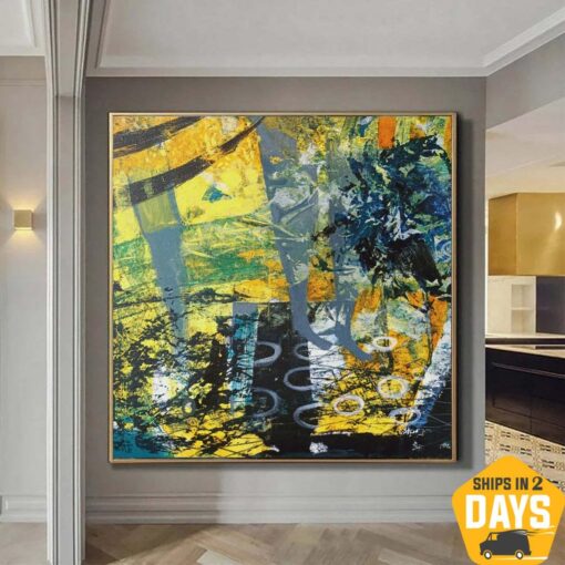 Buy Original Abstract Colorful Paintings On Canvas Textured Hand Painted Art Ukraine Artist | BIZARRE WORLD 32"x32" online shopping cheap