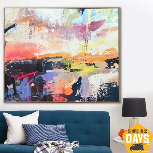 Buy Original Abstract Colorful Paintings On Canvas Textured Handmade Wall Art Creative Oil Painting | DEPTH OF NATURE 17 39.37"x47" online shopping cheap