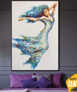 Original Abstract Dancing Girl Impasto Painting On Canvas Creative Oil Abstract Fine Art Handmade Artwork | WIND DANCE 40"x30"