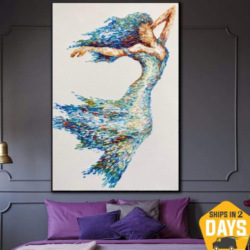 Buy Original Abstract Dancing Girl Impasto Painting On Canvas Creative Oil Abstract Fine Art Handmade Artwork | WIND DANCE 40"x30" online shopping cheap