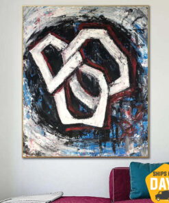 Original Abstract Dark Colorful Paintings on Canvas Black Oil Artwork Contemporary Painting Textured Fine Art | ABSTRACT CHAIN 23.6"x19.7"