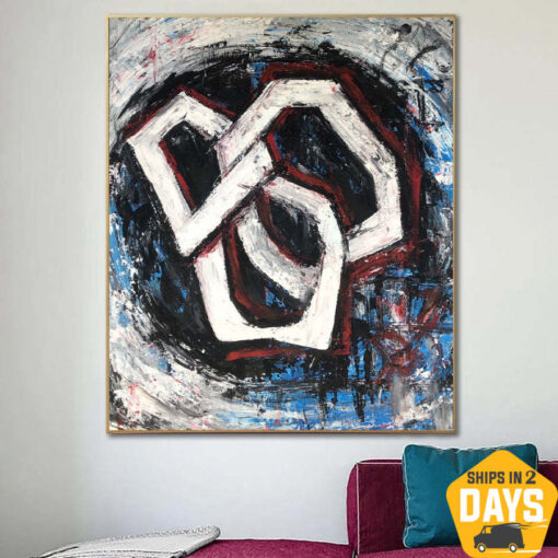 Buy Original Abstract Dark Colorful Paintings on Canvas Black Oil Artwork Contemporary Painting Textured Fine Art | ABSTRACT CHAIN 23.6"x19.7" online shopping cheap
