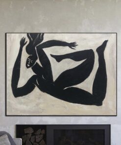 Original Abstract Figurative Black And White Greek Athletes Paintings On Canvas Abstract Fine Art Minimalist Art Modern Wall Decor | FALLING THROUGH