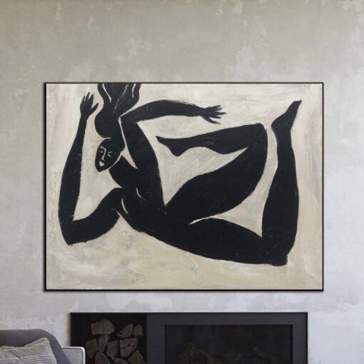 Buy Original Abstract Figurative Black And White Greek Athletes Paintings On Canvas Abstract Fine Art Minimalist Art Modern Wall Decor | FALLING THROUGH online shopping cheap