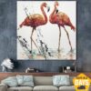 Buy Original Abstract Flamingo Painting Fine Art Animal Painting On Canvas Oil Painting Creative Abstract Modern Fine Art | FLAMINGOS 24"x24" online shopping cheap