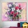 Buy Original Abstract Flowers Painting On Canvas Colorful Floral Art Textured Acrylic Oil Painting | FLORAL REFLECTION 24"x32" online shopping cheap