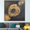Buy Original Abstract Gold And Black Paintings On Canvas Modern Painting Abstract Chain Textured Wall Art | GOLDEN CHAIN 32"x32" online shopping cheap