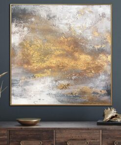 Original Abstract Gray Paintings On Canvas Gold Textured Painting Rich Texture Art Modern Handmade Painting | BRIGHT LIGHT