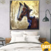 Buy Original Abstract Horse Paintings On Canvas Animal Textured Painting Contemporary Art Horse Lovers Gift | LONE RUNNER 27.55"x27.55" online shopping cheap