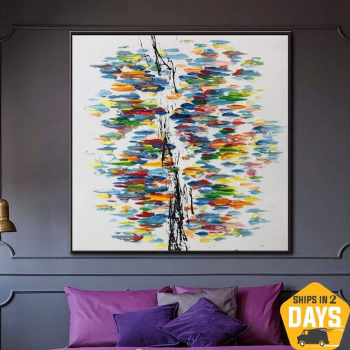 Buy Original Abstract Impasto Painting On Canvas Vivid Painting Contemporary Wall Art Textured Fine Art | MAGIC TREE 32"x32" online shopping cheap