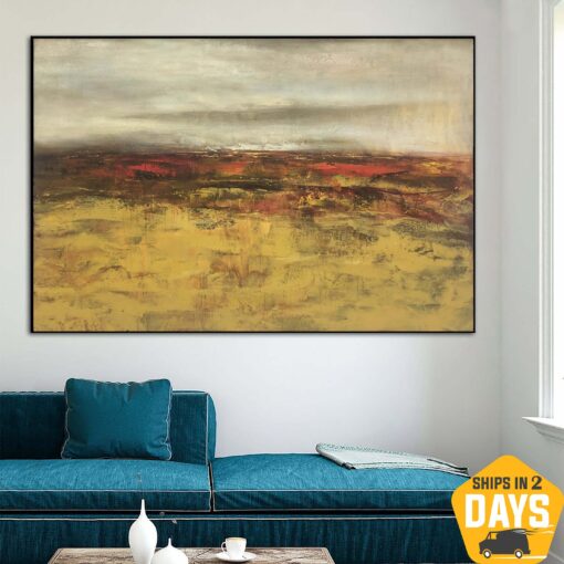 Buy Original Abstract Landscape Oil Paintings On Canvas Large Expressionist Art Modern Handmade Painting Oil Painting | FAUNA 33"x58" online shopping cheap