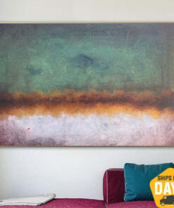 Original Abstract Landscape Paintings on Canvas In Green, Beige And Gold Colors Textured Oil Painting Minimalist Art Wall Decor | MORNING 15.7"x23.6"