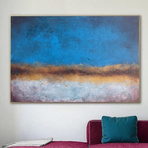 Buy Original Abstract Landscape Paintings on Canvas Textured Minimalist Paintings In Blue