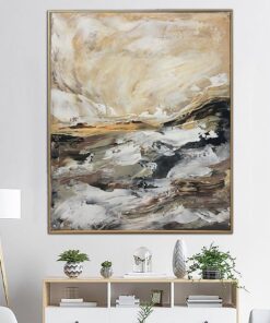Original Abstract Marble Paintings On Canvas Modern Beige Fine Art Expressionist Feng Shui Painting Hand Painted Art | SOUND OF WATERFALL